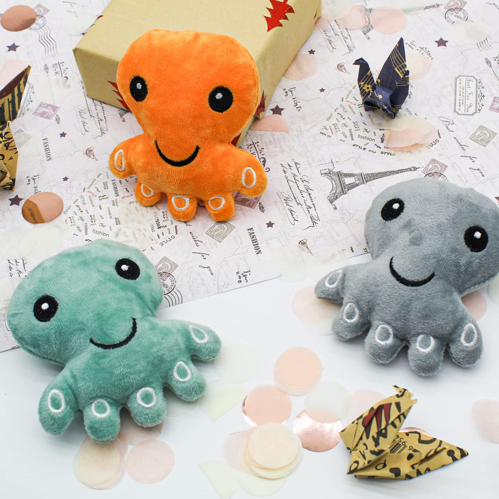 Andiker catnip toy octopus gray front view showcases soft plush and bite resistance
