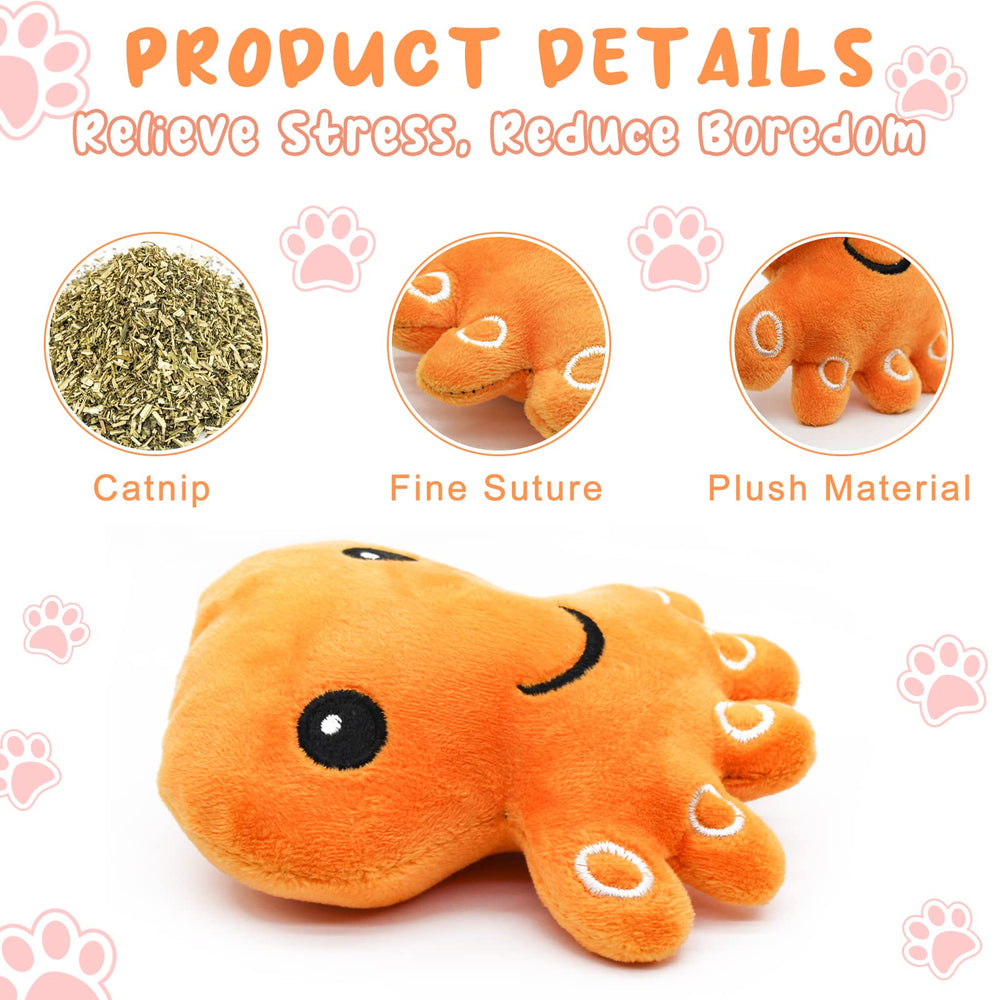 Andiker catnip toy octopus orange crinkle detail enhances interactive play