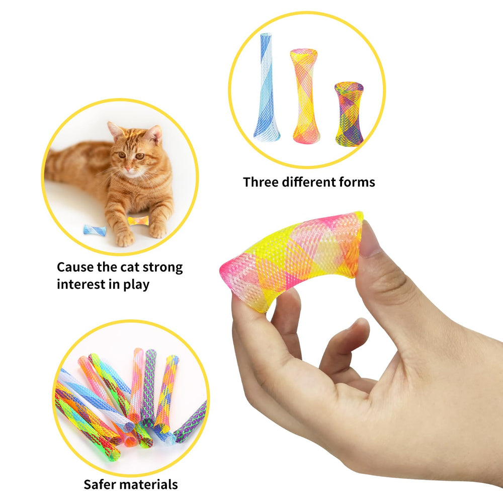 Andiker colored mesh cat tubes—eye-catching design to reduce boredom during home time.