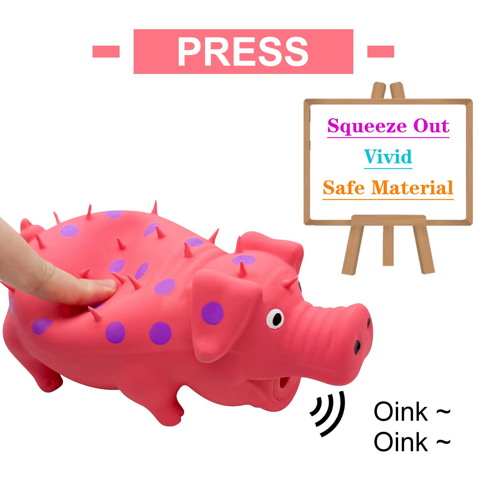 Andiker dots latex dog toy close-up pink surface for dental-like play