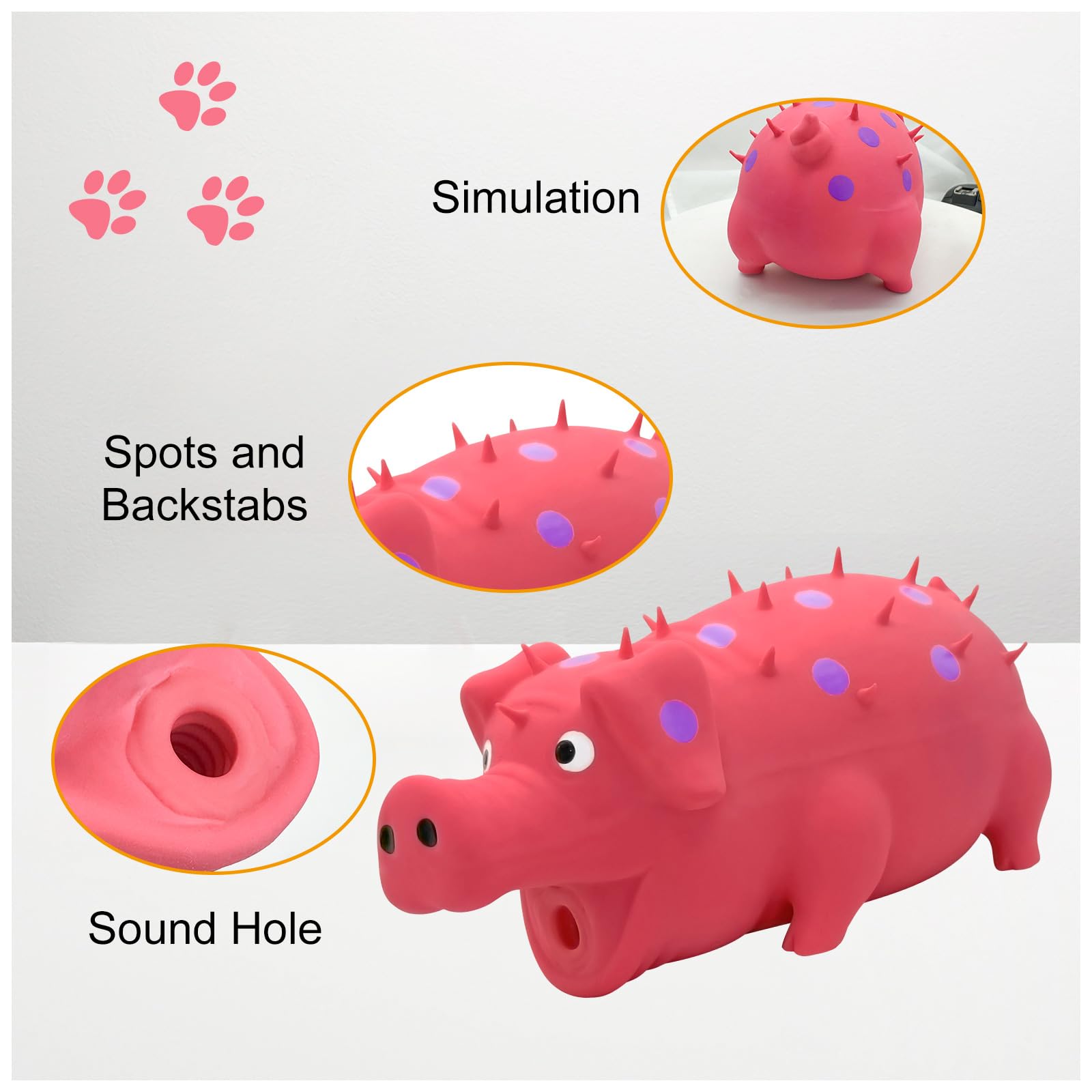 Andiker 8-inch pink squeaky toy demonstrates oinks sound to entertain dogs