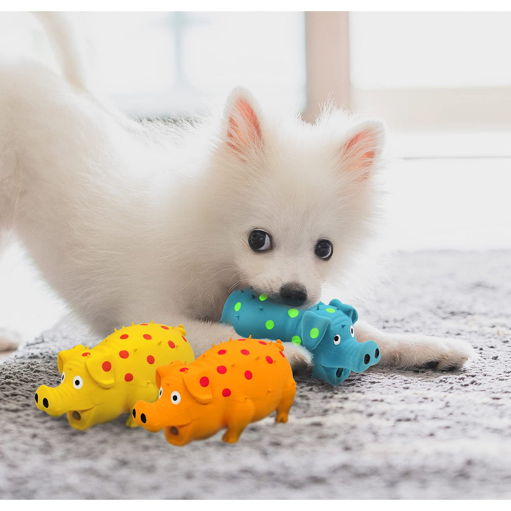 Andiker dots-textured latex toy closeup highlighting bite-friendly surface