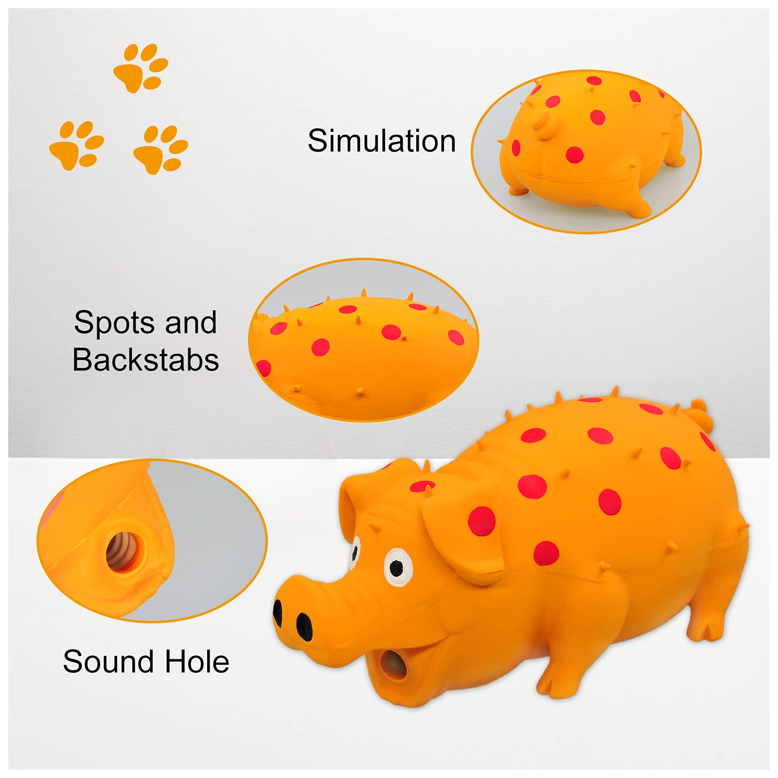 Andiker dog squeaky toy orange side view suitable for solo play