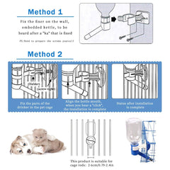 Andiker dog water bottle crate-360 top pink image highlights easy height adjustment.