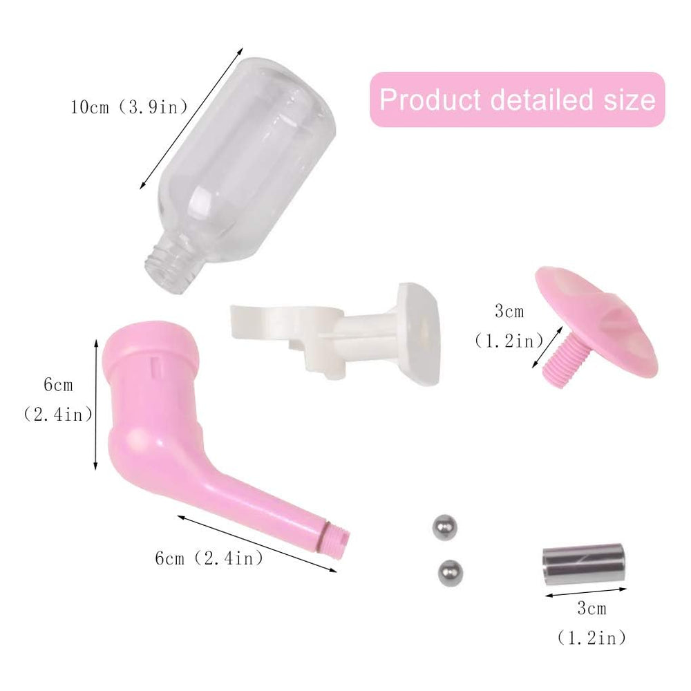 Andiker dog water bottle crate adjustable pink shows 360° versatility for comfortable drinking.
