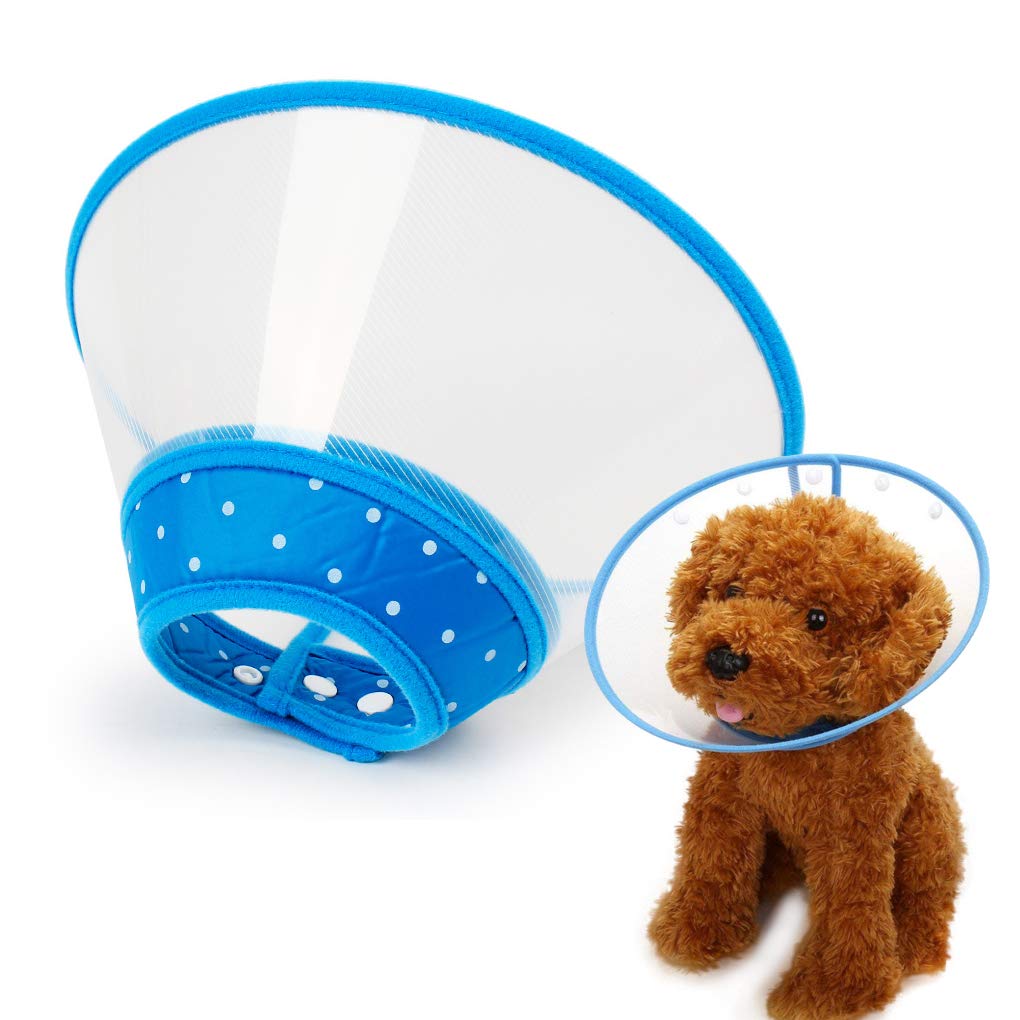 Andiker Pet Cone blue side view highlights adjustable recovery collar.