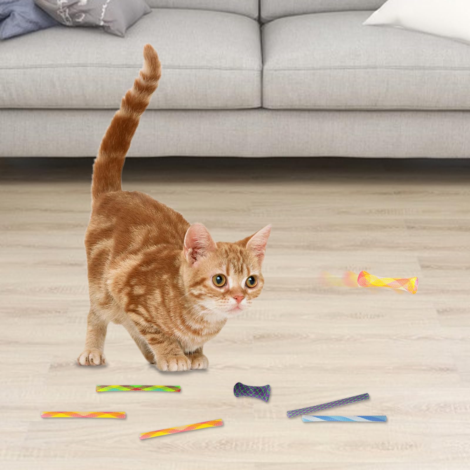 Andiker soft-woven mesh tubes—lightweight chew-friendly cat toys for travel.