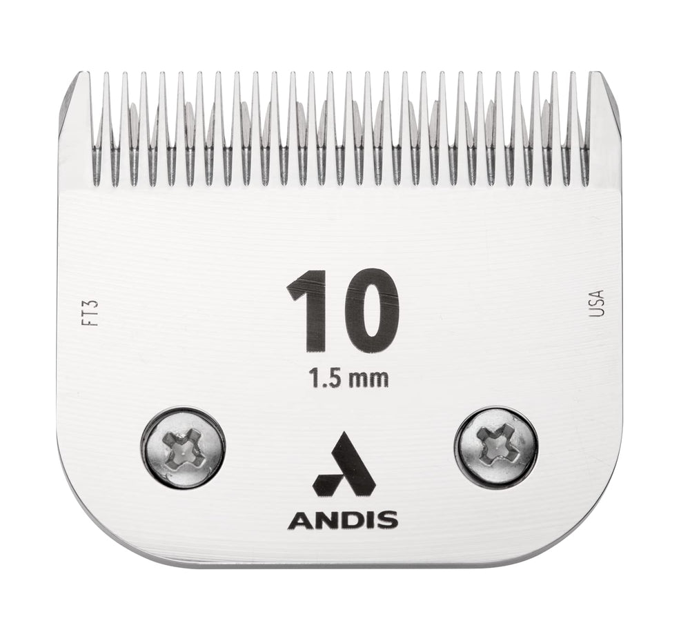 Andis Ceramic Edge size-10 blade closeup for precise paw trimming.