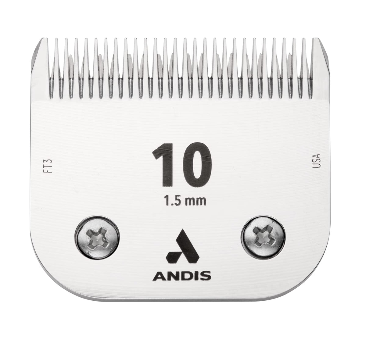 Andis Ceramic Edge size-10 blade closeup for precise paw trimming.
