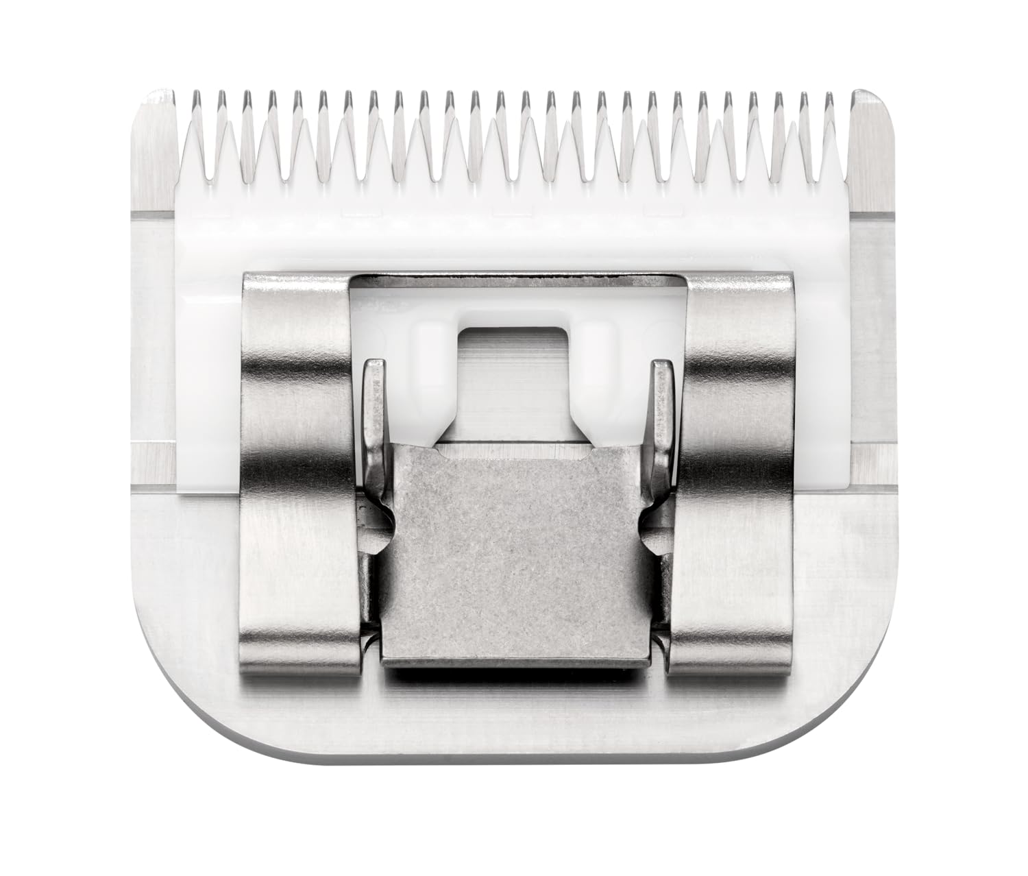 Andis Ceramic Edge size-10 blade closeup shows cooler operation for extended grooming.