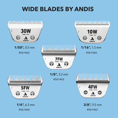 Andis ceramicEDGE Wide Blade 4FW stainless steel lower blade resists corrosion for durability.