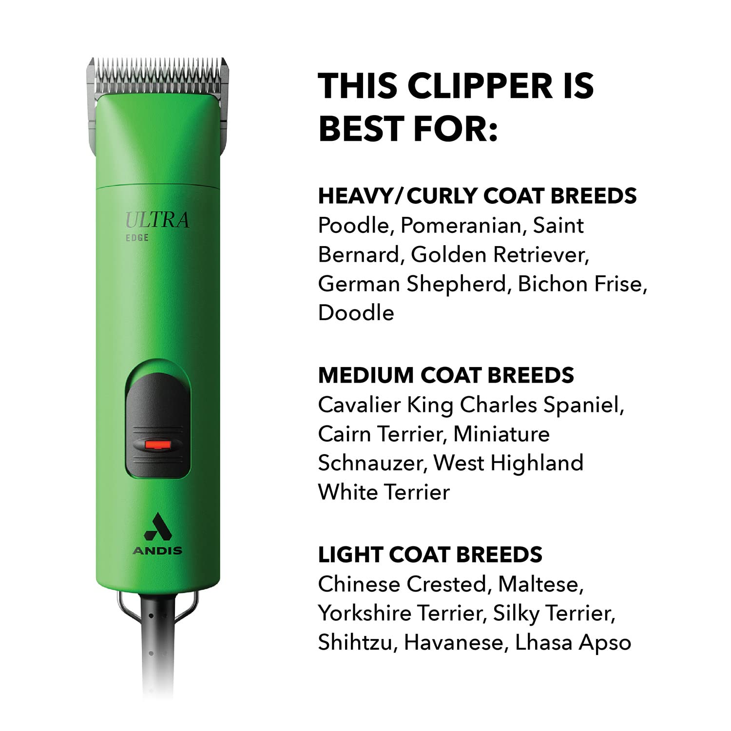 Andis UltraEdge green housing clipper emphasizes visibility and strong performance