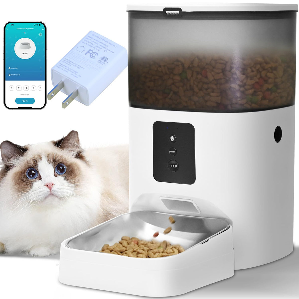 ANDOLL HOME cat feeder front view—consistent meals for busy owners.