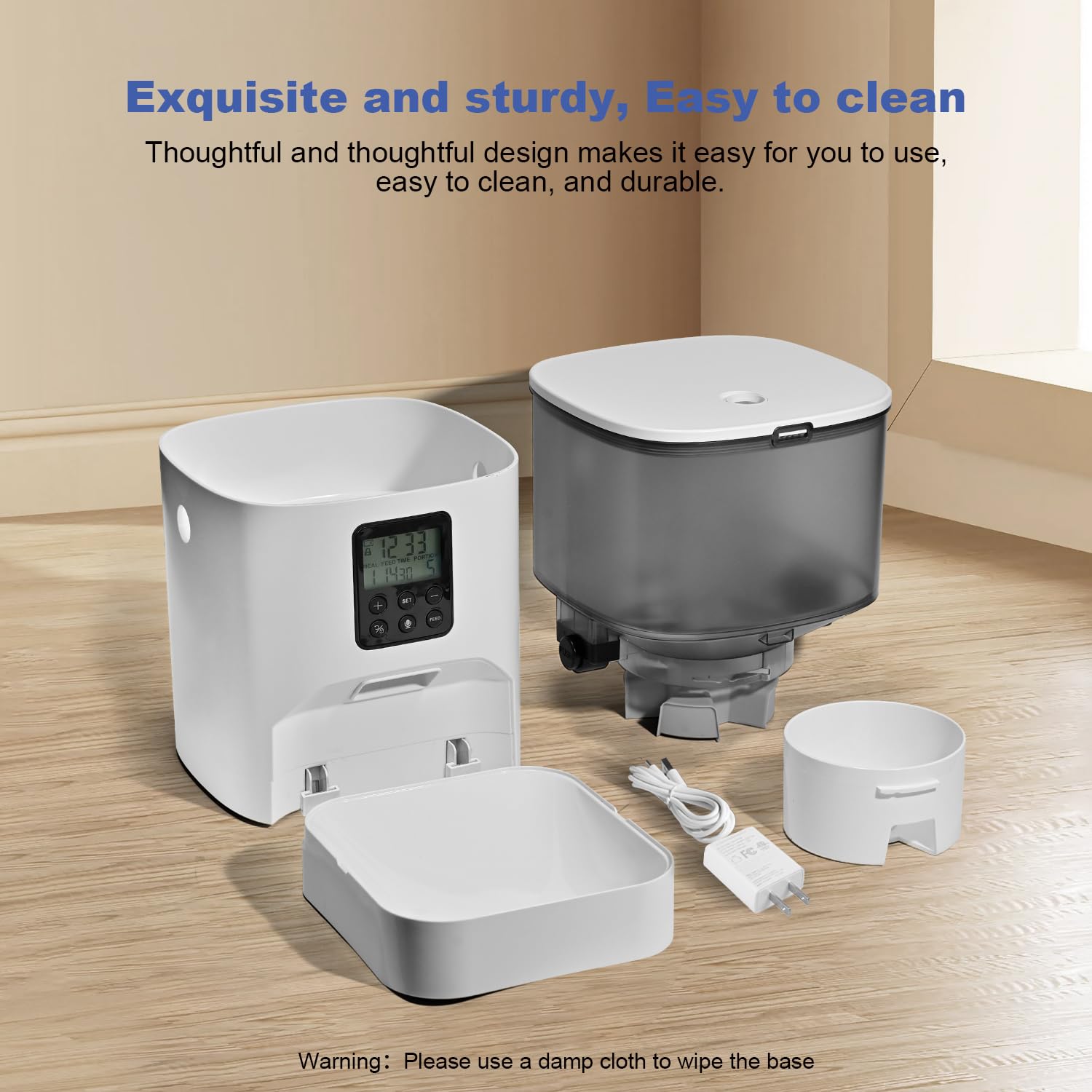 Andoll Home tilt-feeding bowl image shows 8-degree angle for comfortable eating.