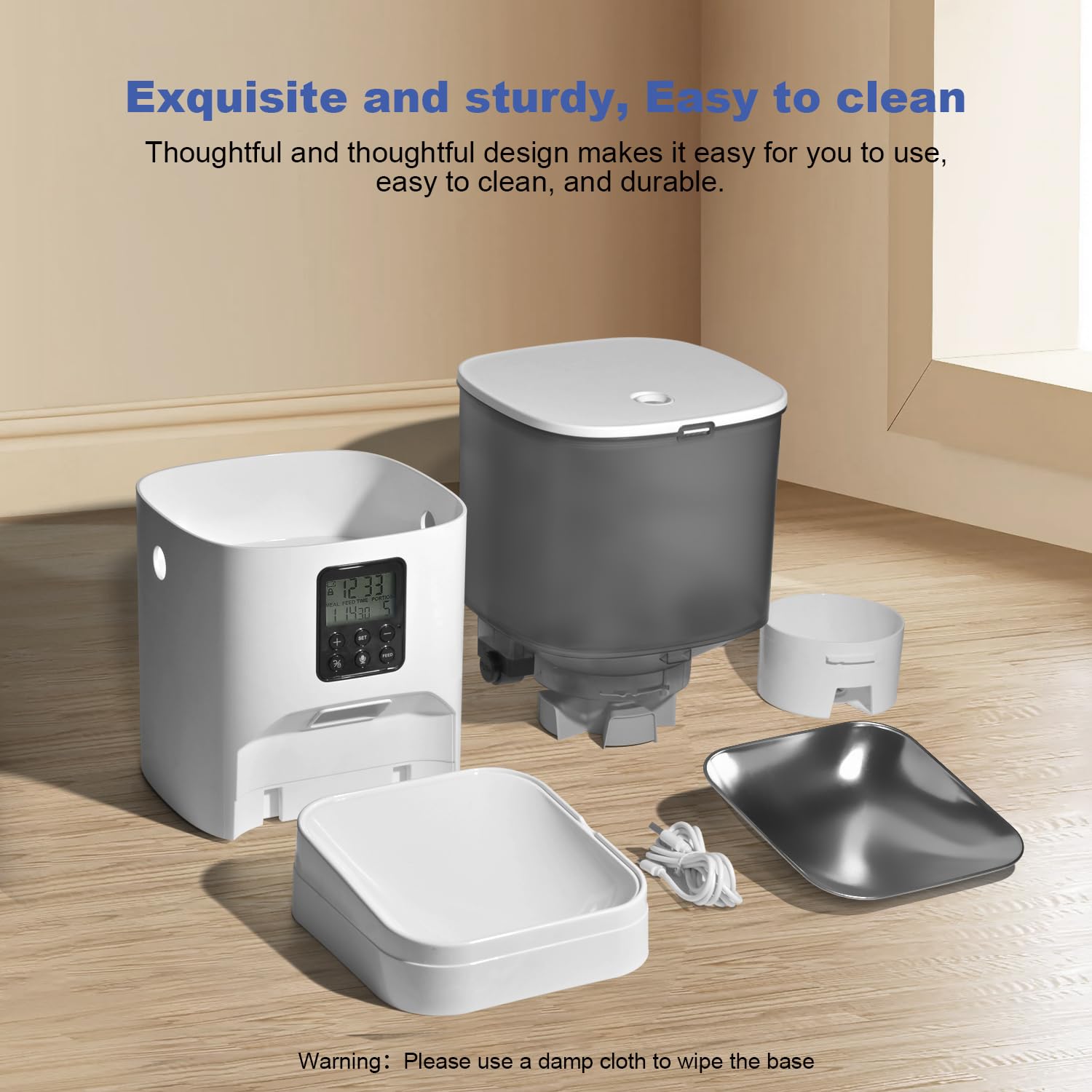 Andoll Home feeder with 8-degree tilt bowl supports comfortable eating position.