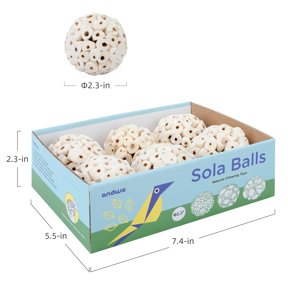 andwe Sola Ball diameter 2-3 inch demonstrates size for small birds