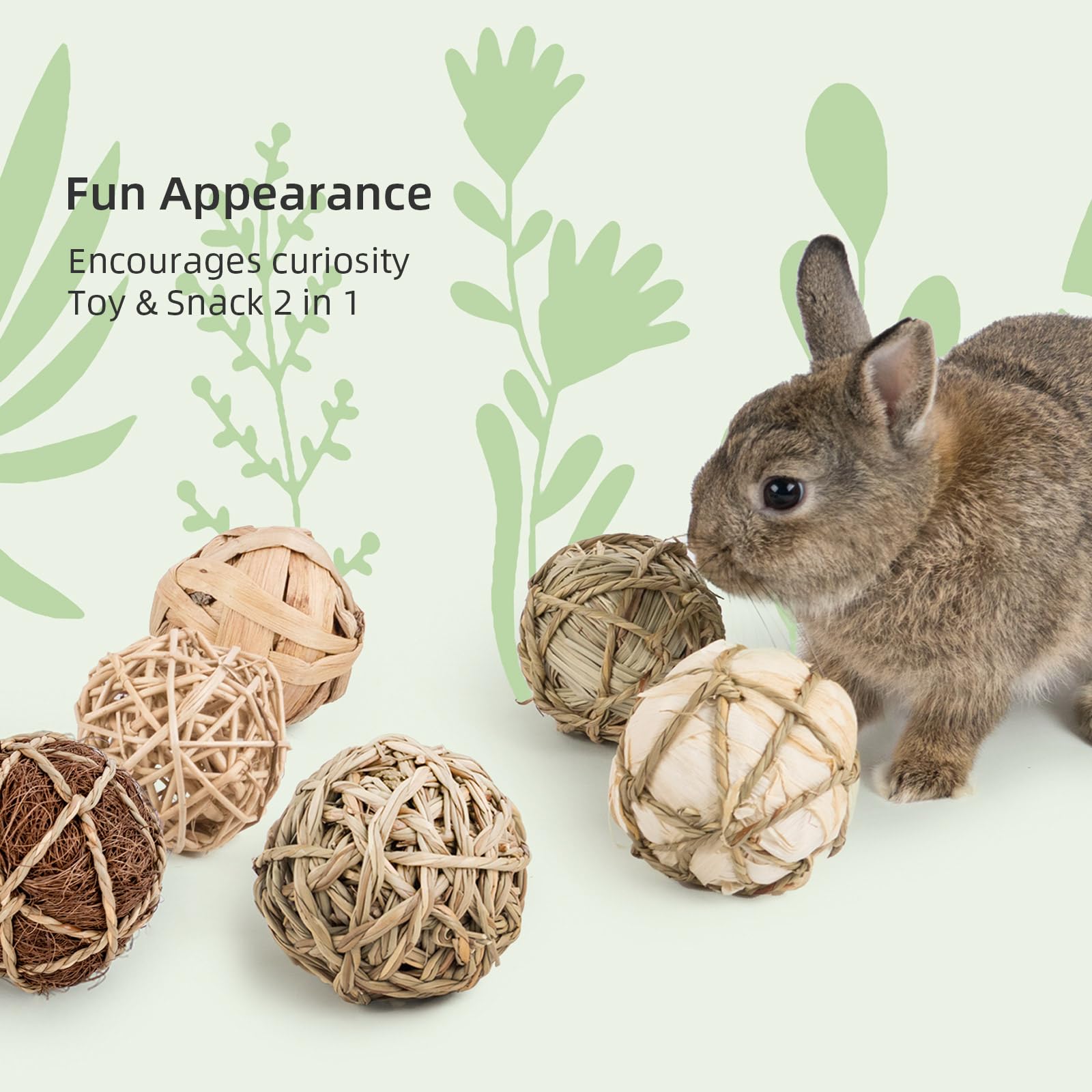 andwe seagrass coco fiber balls provide textured gnawing experiences