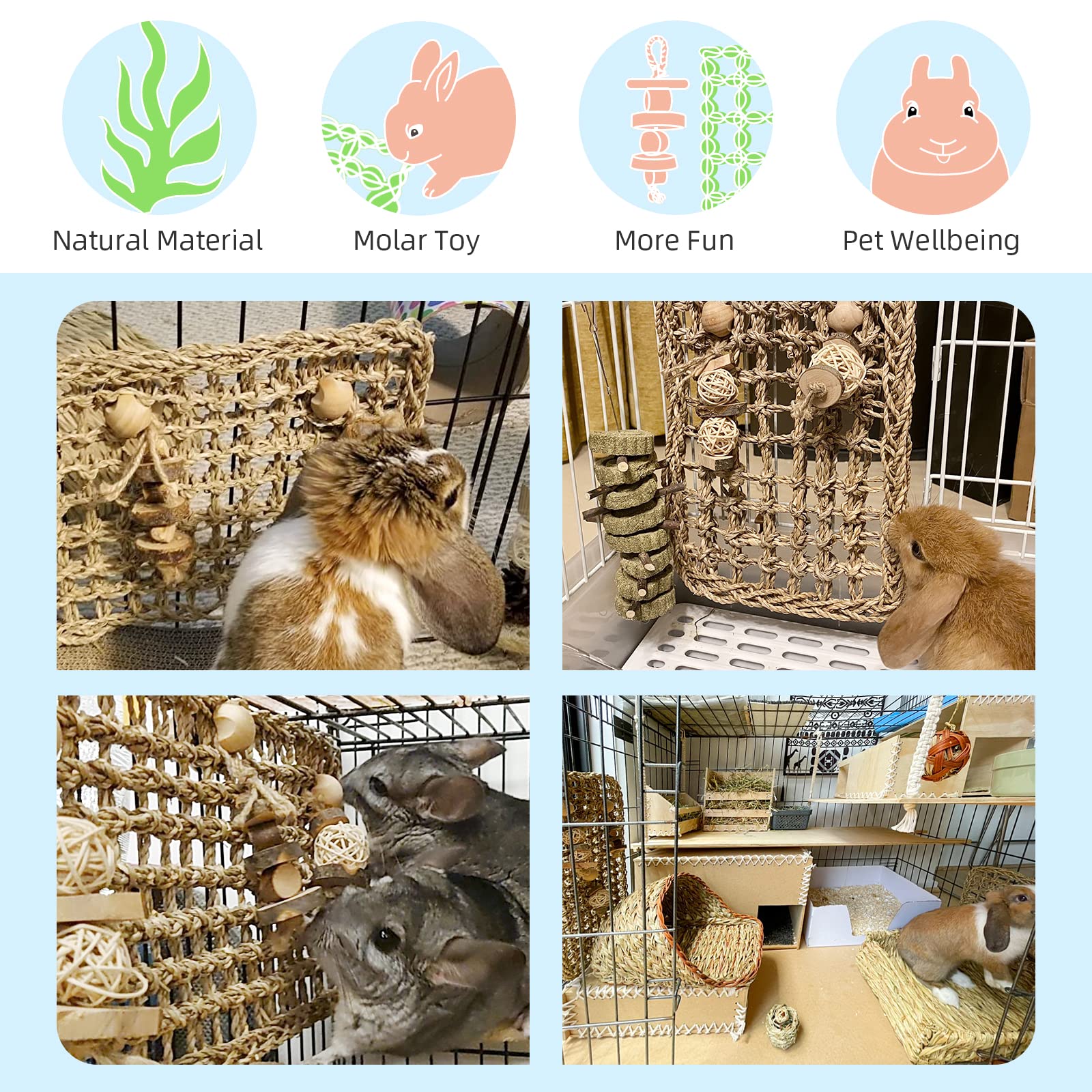 andwe Seagrass Protector Mat rabbit nibbles providing enrichment and teeth-friendly play
