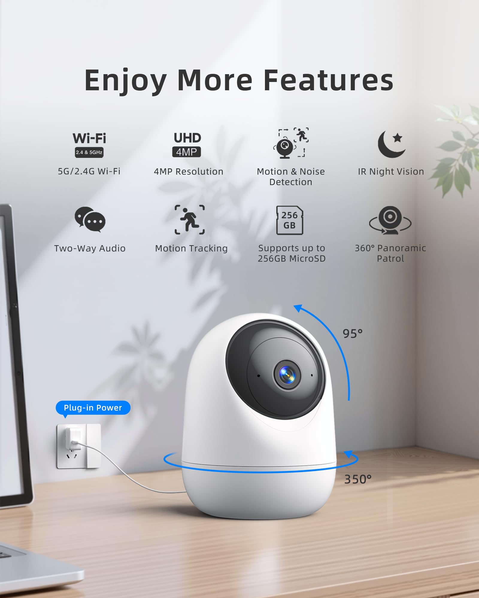 Andyssey Indoor Camera night vision delivers clearer images in darkness.
