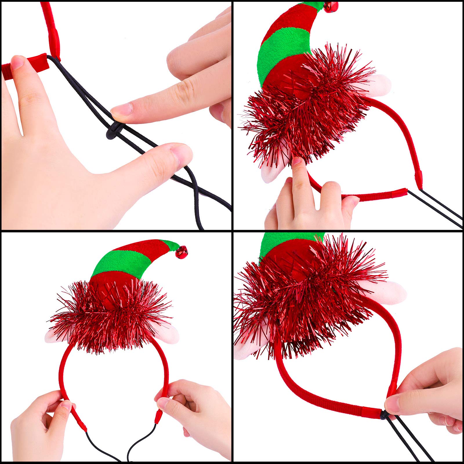 Aneco christmas puppy elf headband variant3 with bow ornament for festive costumes.