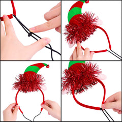 Aneco christmas puppy elf headband variant3 with bow ornament for festive costumes.