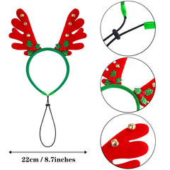 Aneco reindeer headband red variant worn by a small dog for holiday style.