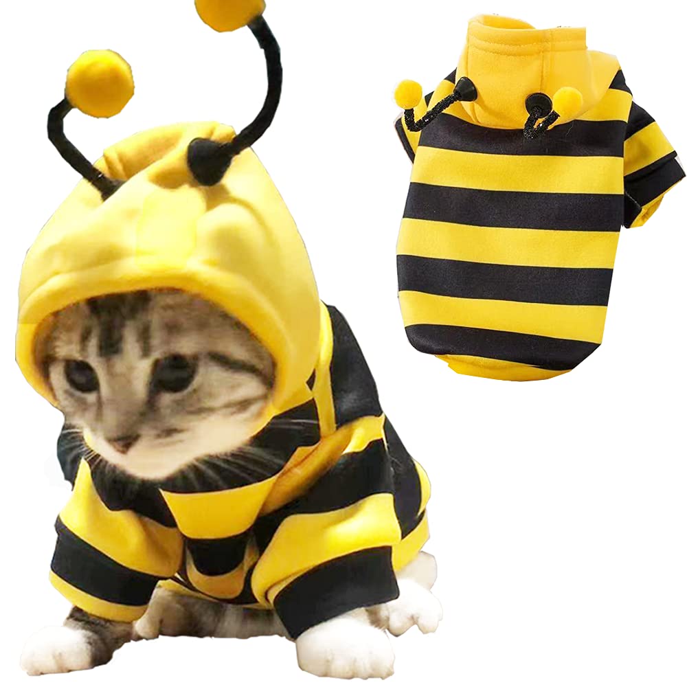 Anelekor Disfraz abeja con antenas y pompón, toque divertido para mascotas.