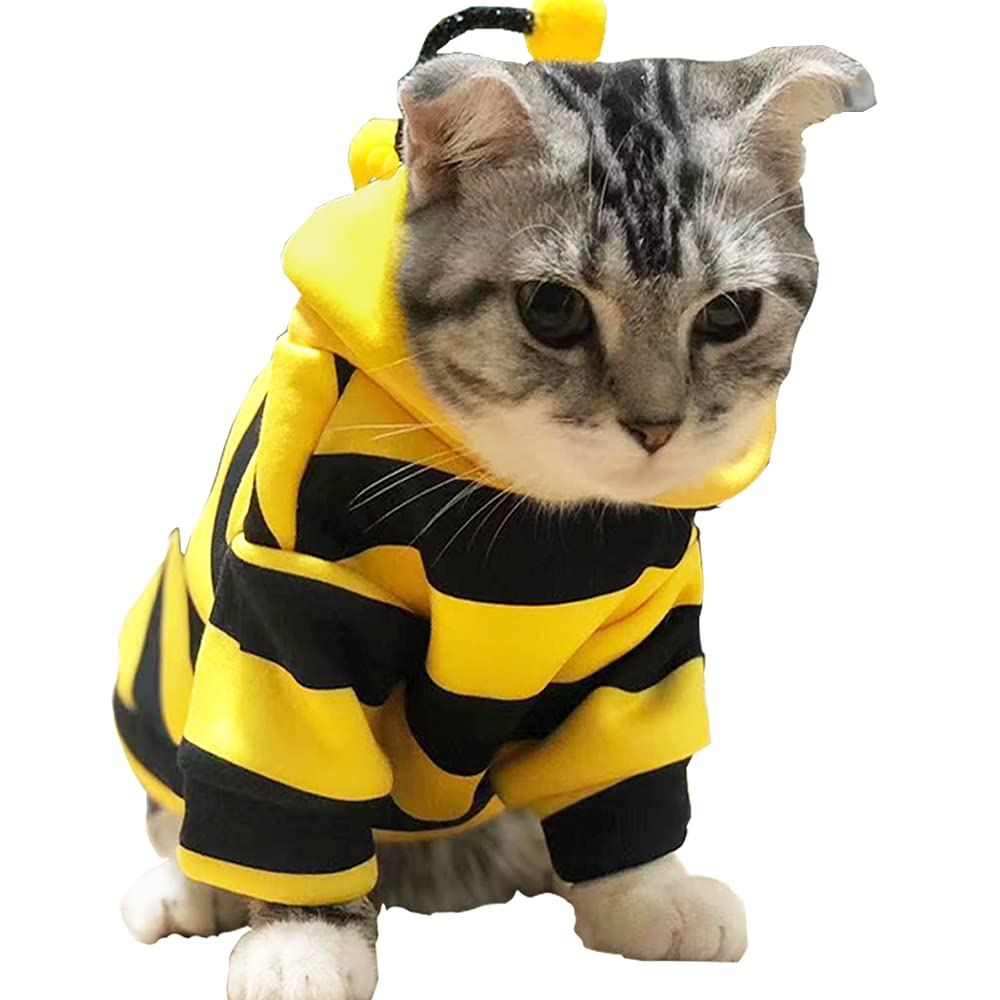 Anelekor Disfraz abeja para mascota con capucha, ideal para fiestas y fotos.