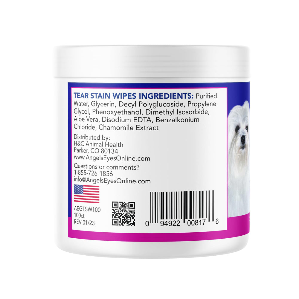 ANGELS' EYES 100-count tub keeps a ready supply for everyday grooming