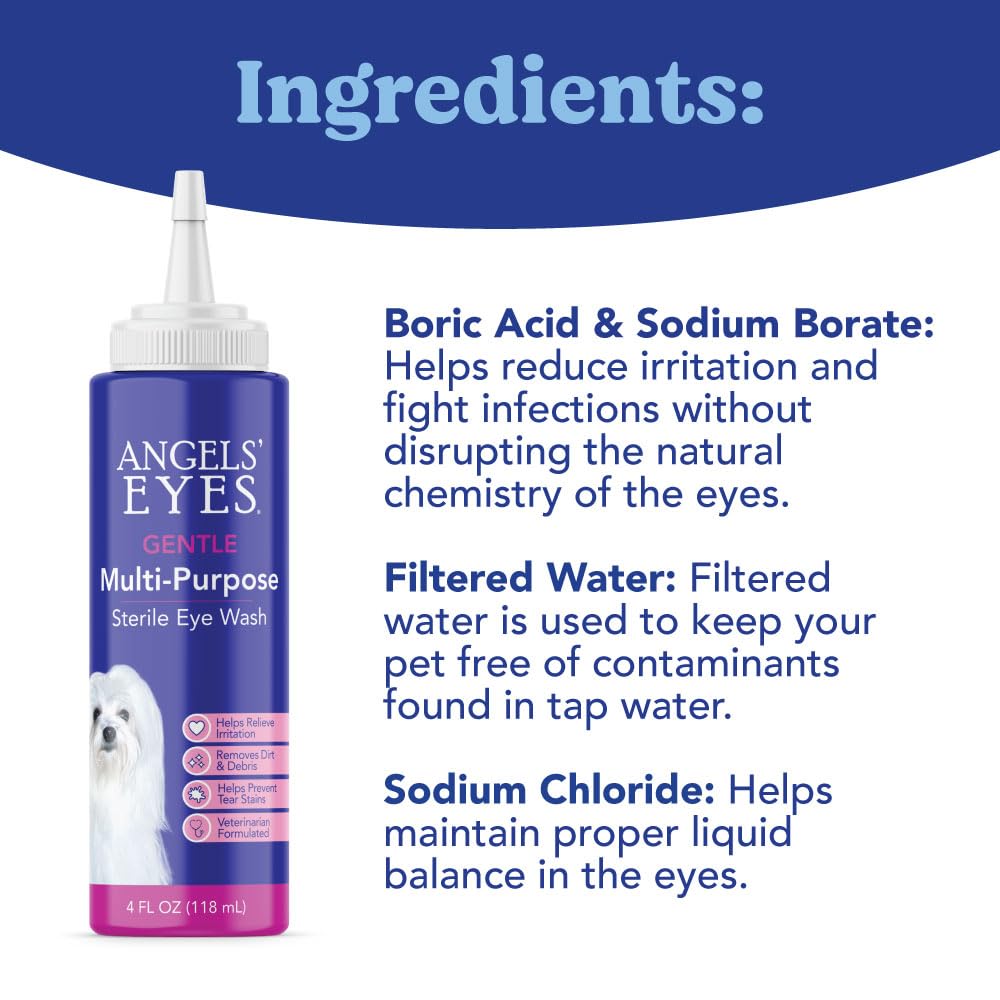 Angels' Eyes eye wash application for dogs demonstrating gentle cleansing.