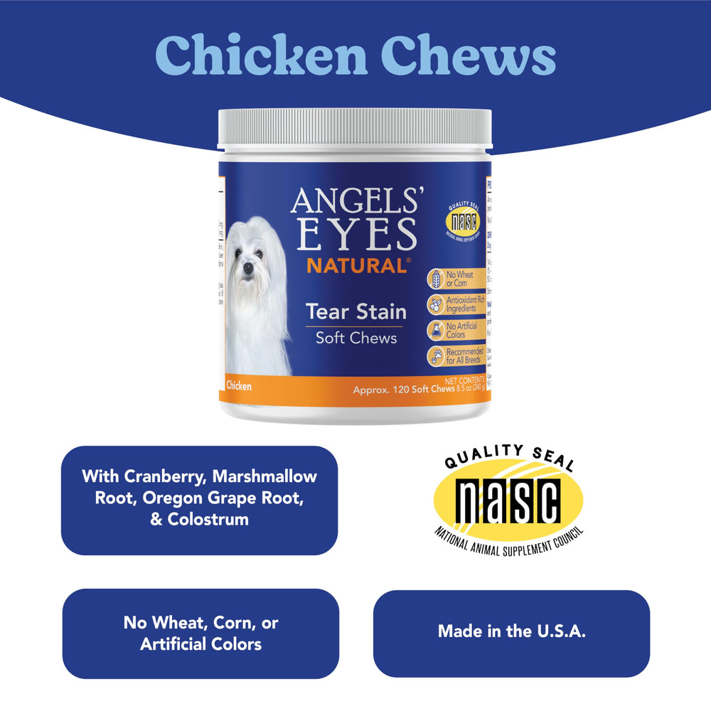 ANGELS' EYES natural tear stain chews treats in a bowl for daily use