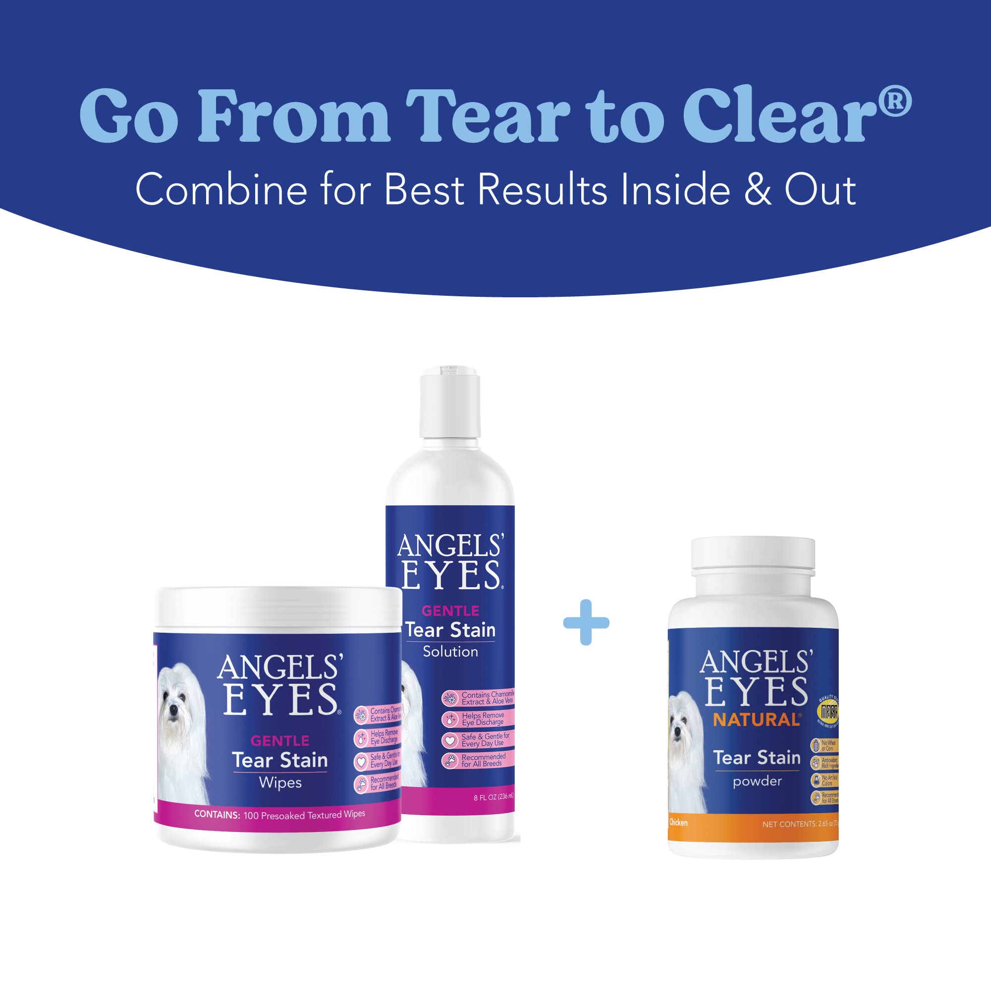 ANGELS' EYES powder dissolves smoothly in dog meals for easy mixing.