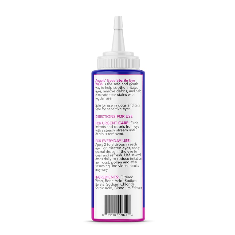 Angels' Eyes veterinarian-formulated rinse for gentle eye care and allergy-friendly use.
