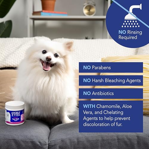 ANGELS' EYES wipe removes eye discharge from the pet's eye area