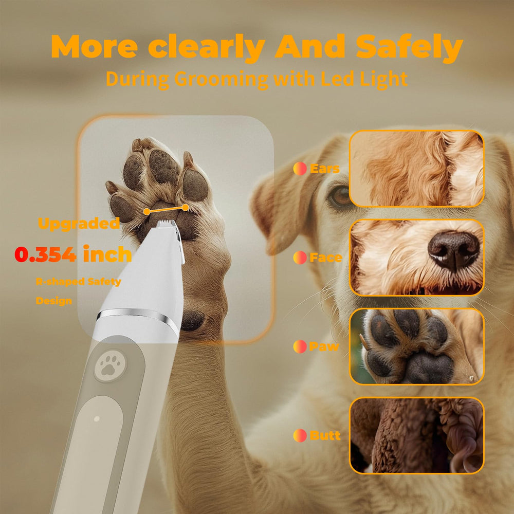 AngFan IPX7 waterproof design close-up showing easy cleaning after grooming
