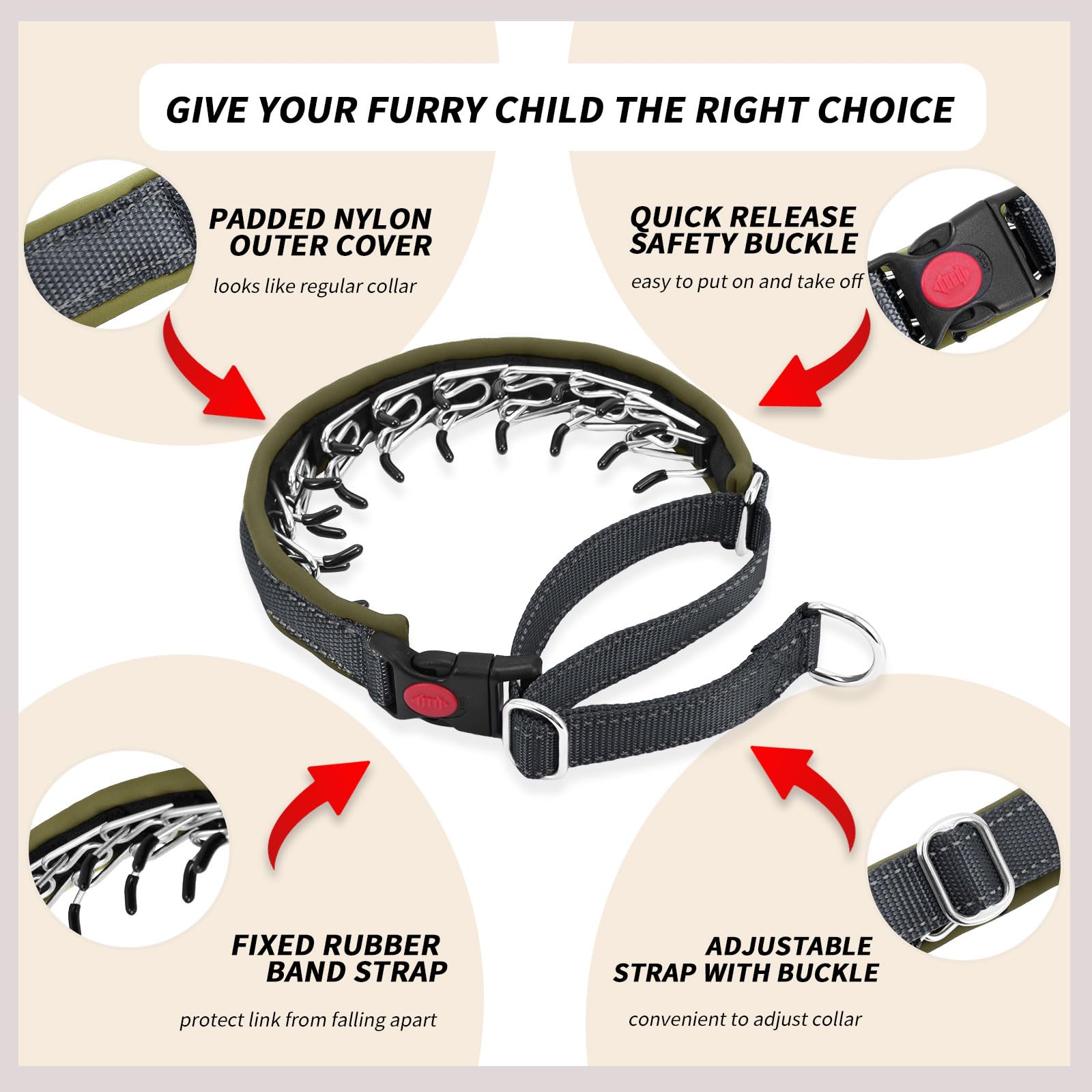 Anglevate Martingale Collar with neoprene padding for comfortable all day wear