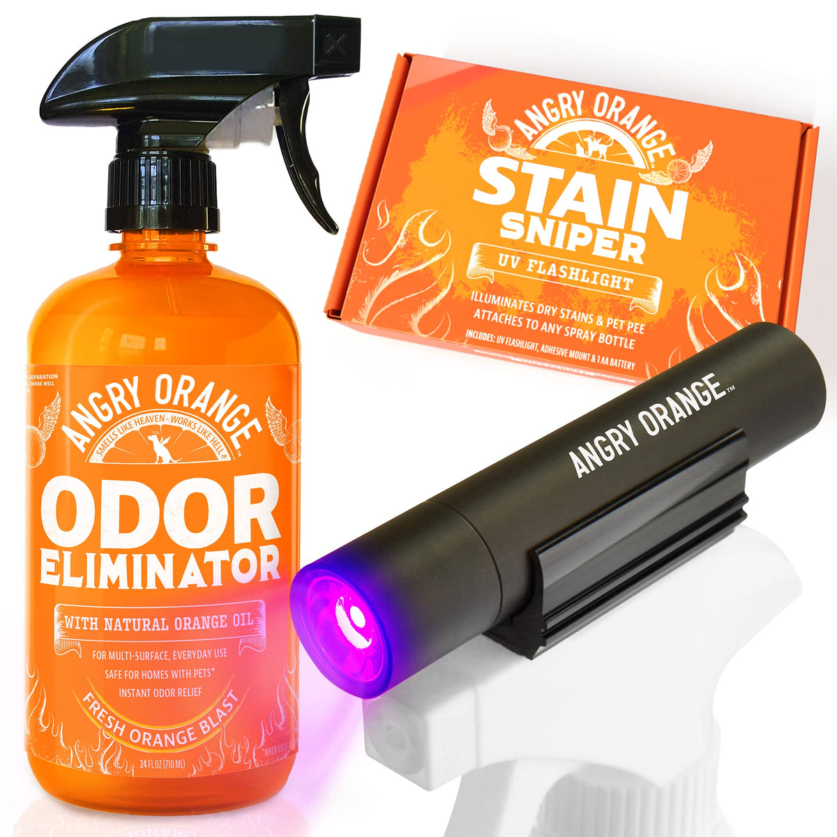 ANGRY ORANGE 24oz odor eliminator bottle for powerful odor control on pet messes