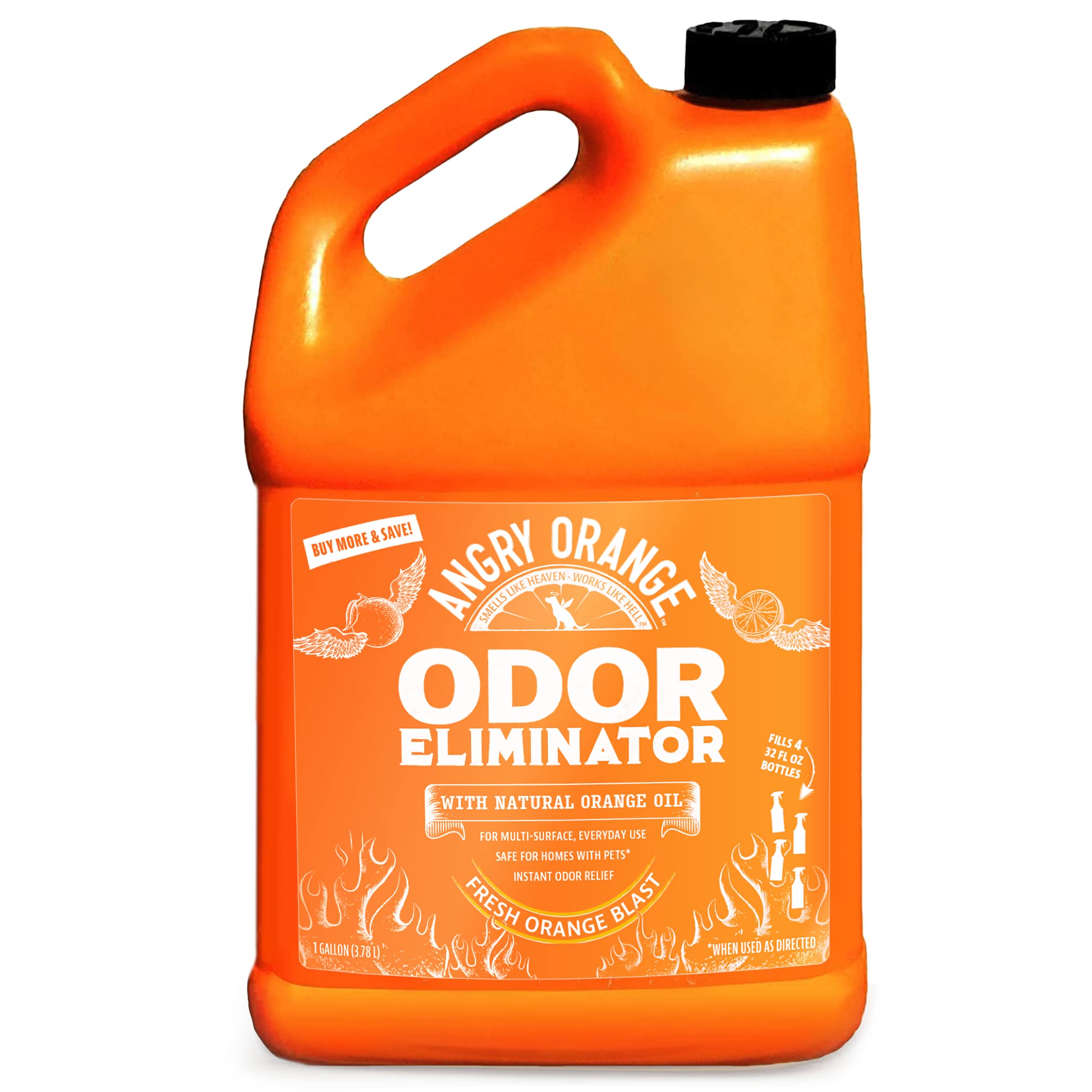 Angry Orange 1gal bottle front view for powerful pet odor elimination at home
