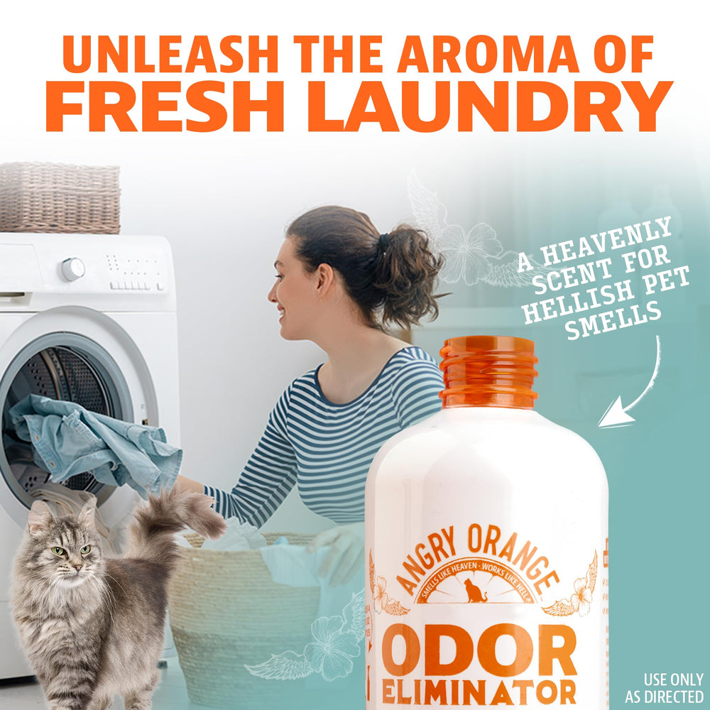 Angry Orange couch upholstery spray for odor refresh.