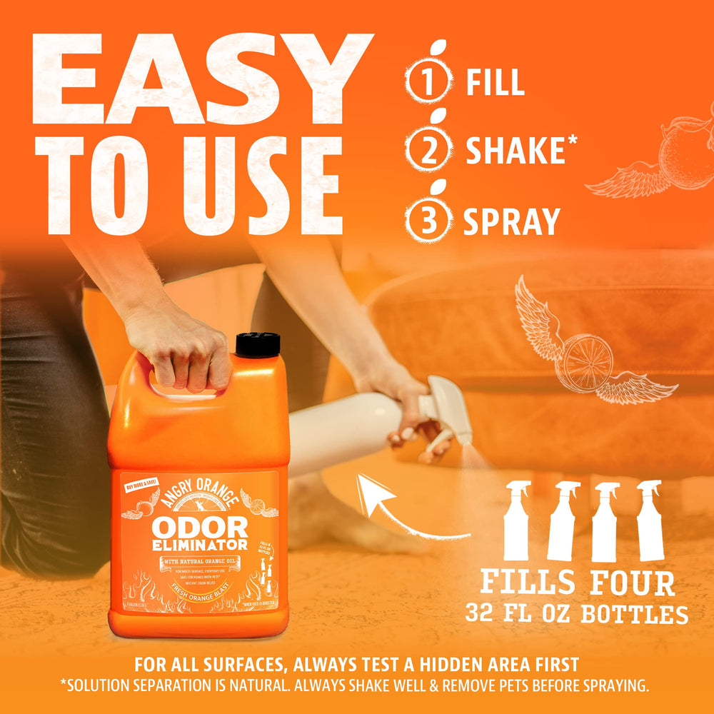 Angry Orange label close-up highlighting natural orange oil formula for fresh scent