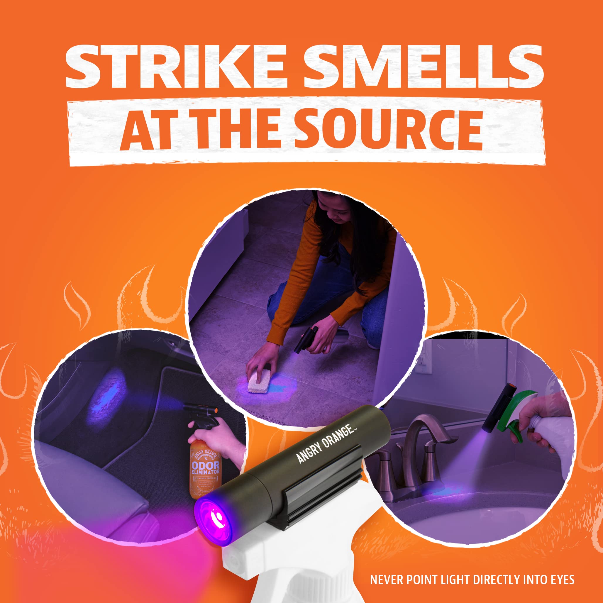 Angry Orange odor eliminator pairing freshens rooms after cleaning.