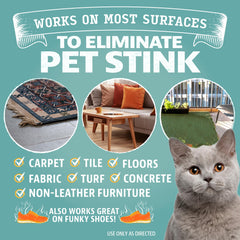 ANGRY ORANGE Pet Odor Eliminator bottle pour demonstrates fast odor elimination