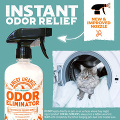 ANGRY ORANGE Pet Odor Eliminator label closeup notes pet-safe use when directed