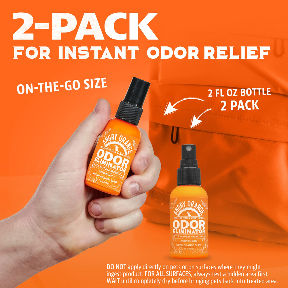 Angry Orange spray action demonstrates quick application on upholstery and cars.