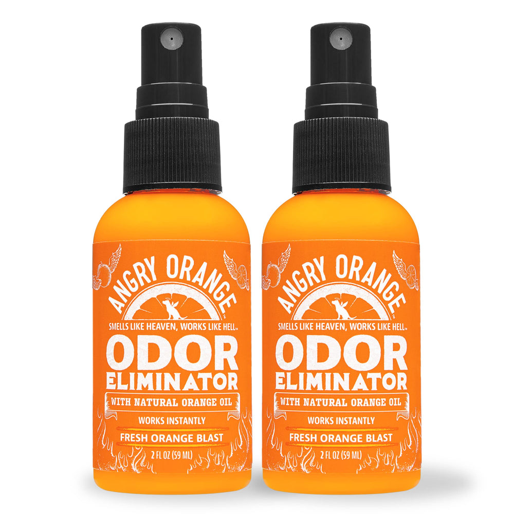 Angry Orange travel-pack bottle for portable odor elimination on the go.
