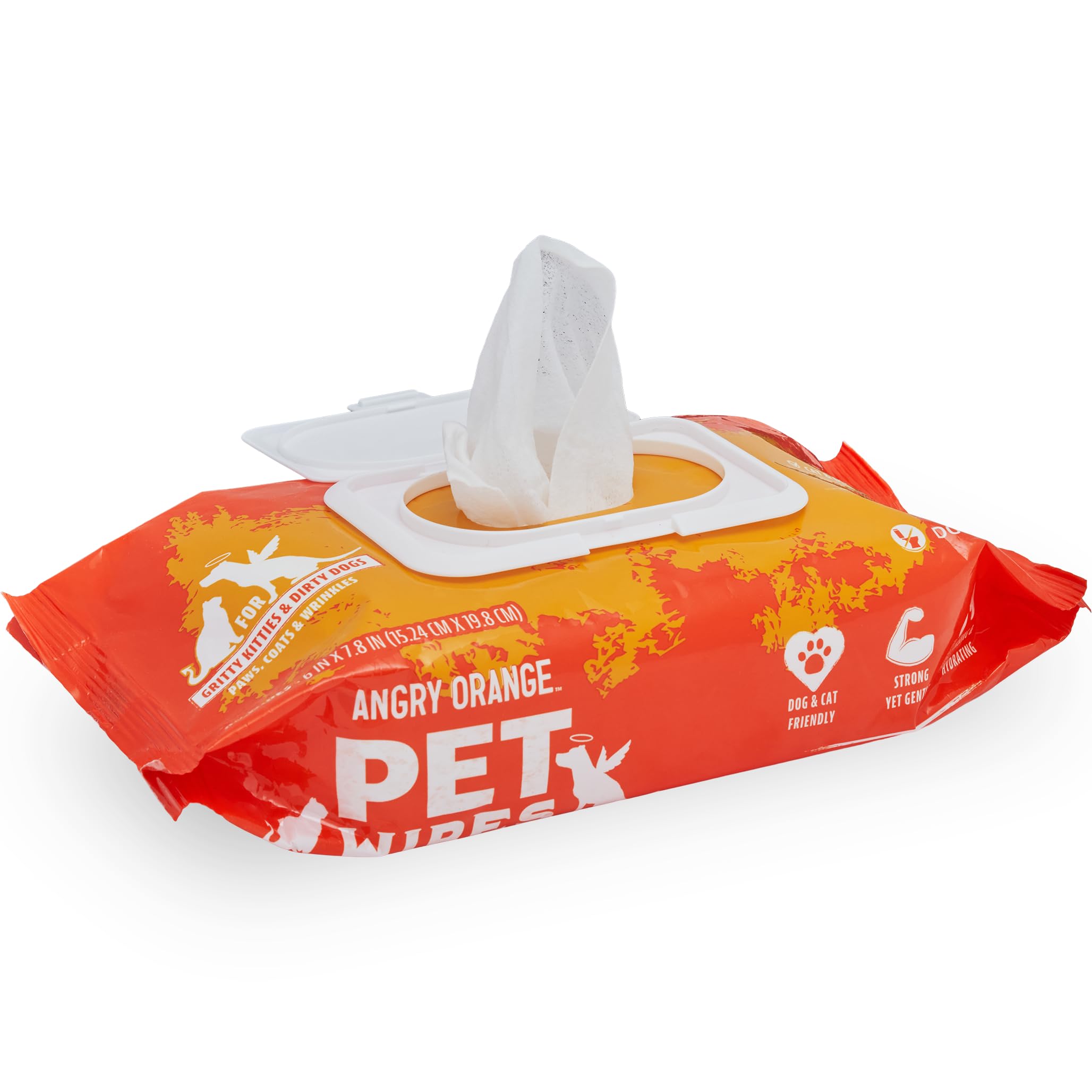 ANGRY ORANGE unscented pet wipes pack — fragrance-free, convenient 80-count for quick cleanup