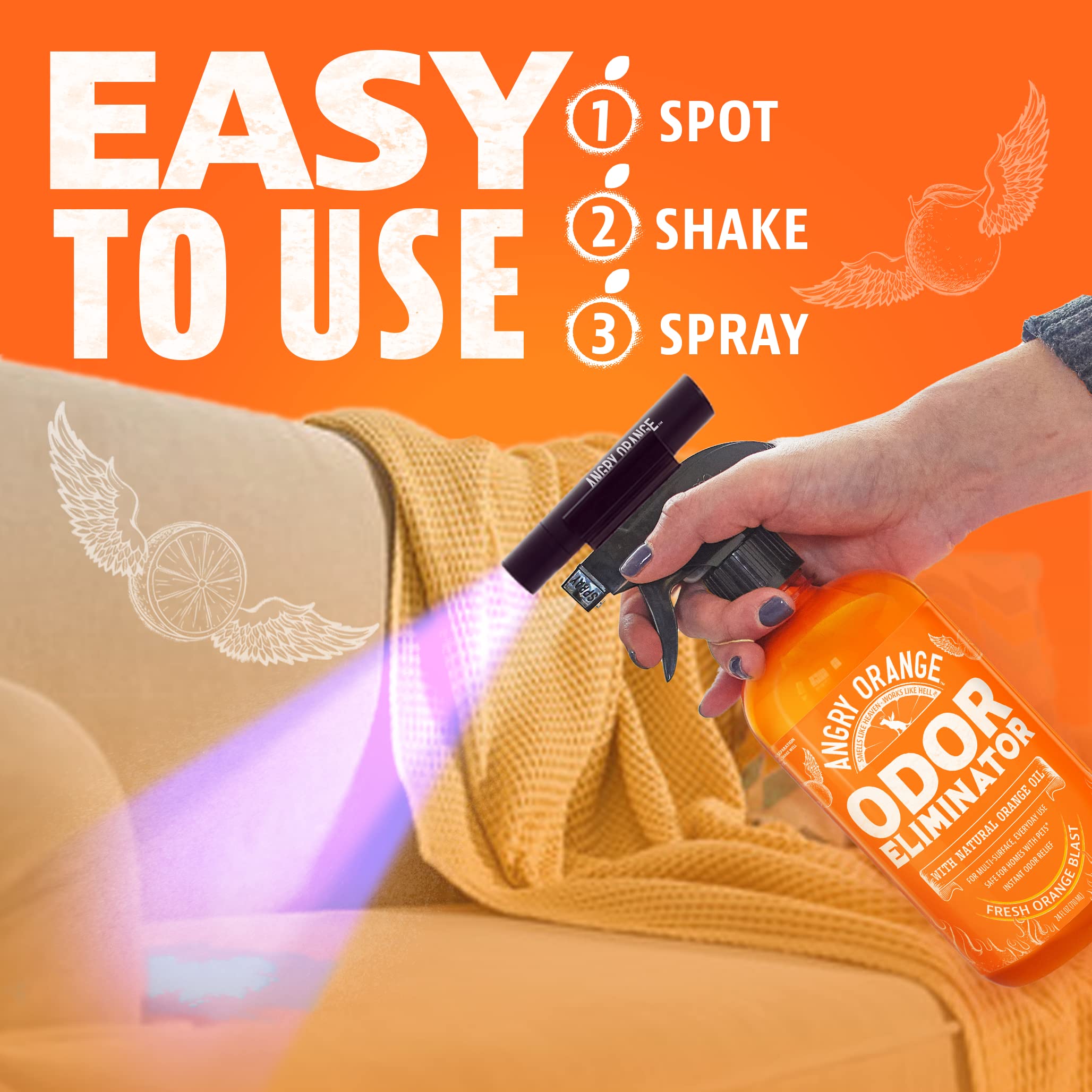 Angry Orange UV Flashlight for quick room inspections during cleaning.