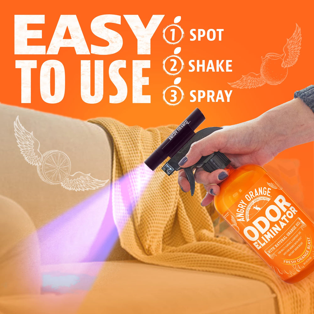 Angry Orange UV Flashlight for quick room inspections during cleaning.