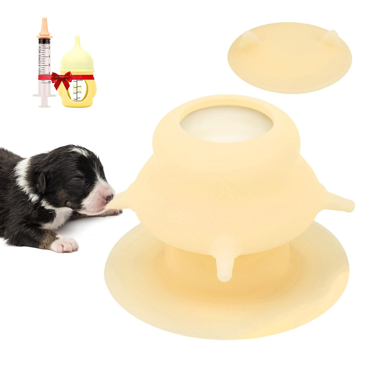 Anhozuo puppy milk feeder orange cap with leak-proof design for clean feeding sessions.