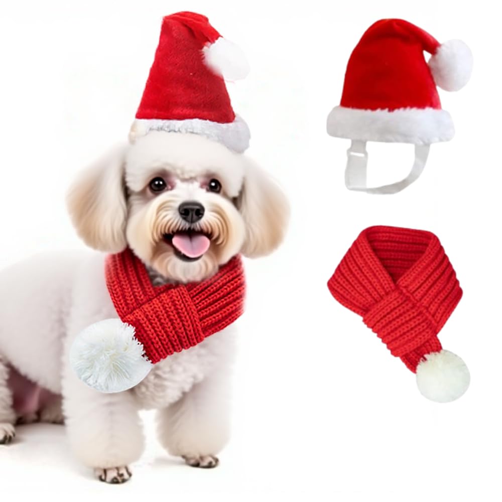 ANIAC dog Santa hat red for small pets, ideal for holiday photos.